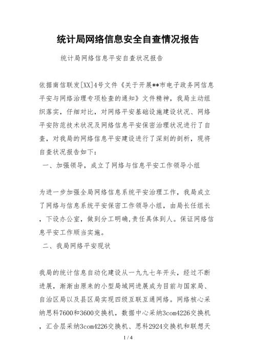 2021统计局网络信息安全自查情况报告.docx