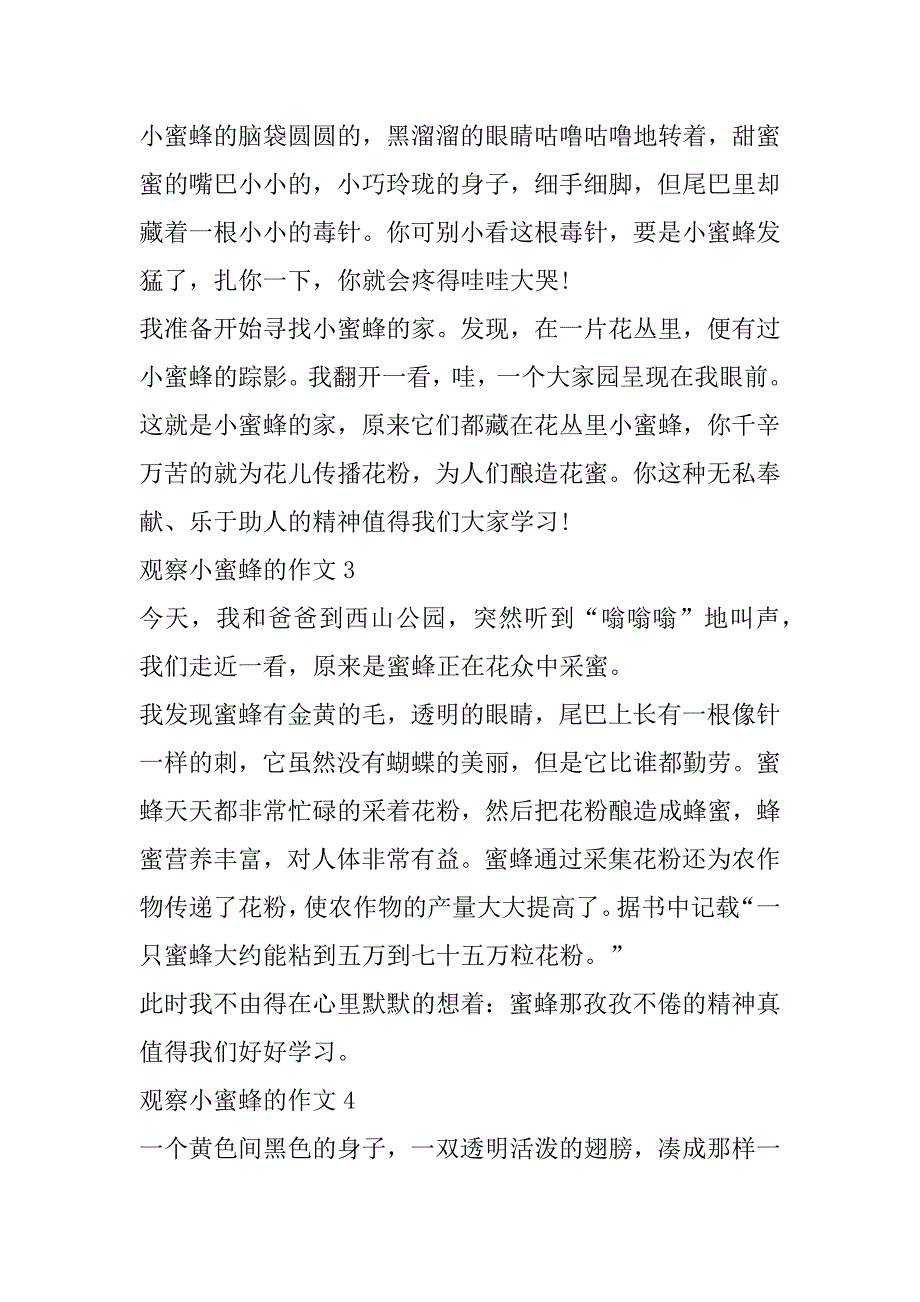 2023年观察小蜜蜂作文9篇.docx_第2页