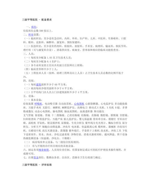 三甲医院三级甲等建设标准新.docx