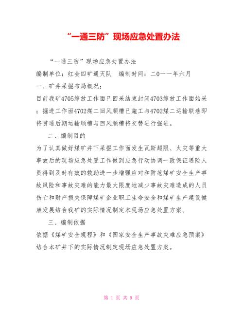 一通三防现场应急处置办法.doc