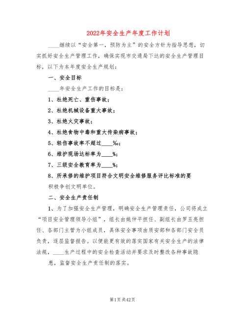 2022年安全生产年度工作计划9篇.doc