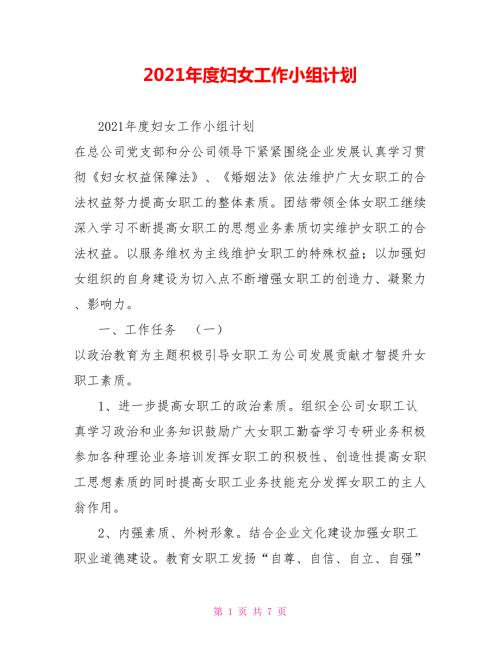 2021年度妇女工作小组计划.doc
