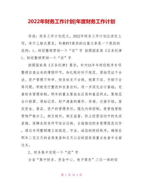2022年财务工作计划年度财务工作计划.doc