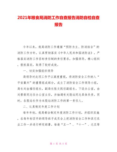 2021年粮食局消防工作自查报告消防自检自查报告.doc