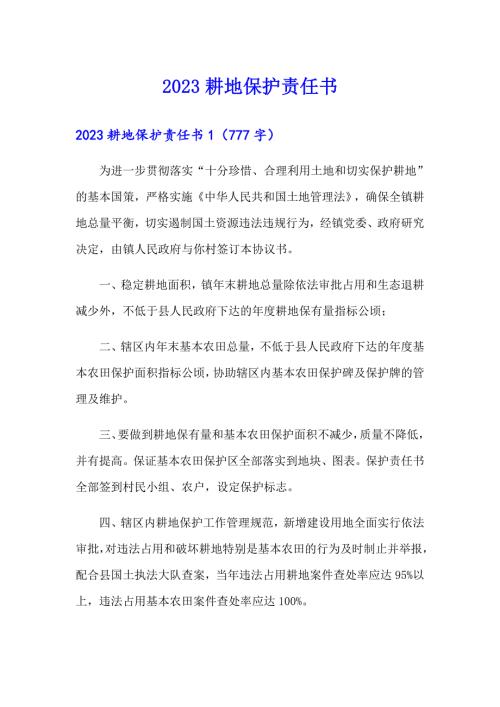 2023耕地保护责任书可编辑.doc