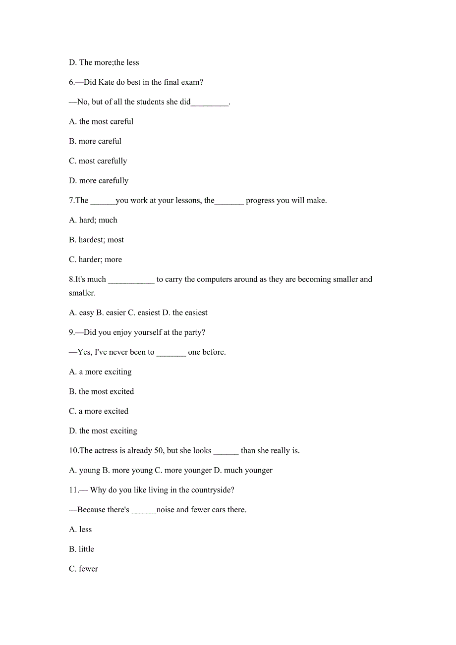 2021年英语中考专练形容词比较级和最高级练习题含答案.docx_第2页