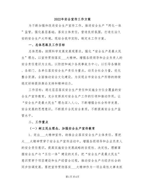 2022年安全宣传工作方案.doc