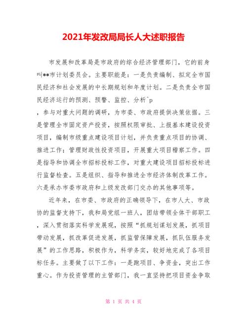 2021年发改局局长人大述职报告.doc