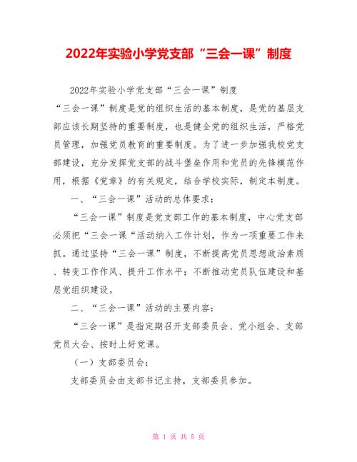 2022年实验小学党支部三会一课制度.doc
