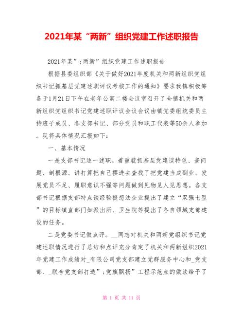 2021年某两新组织党建工作述职报告.doc