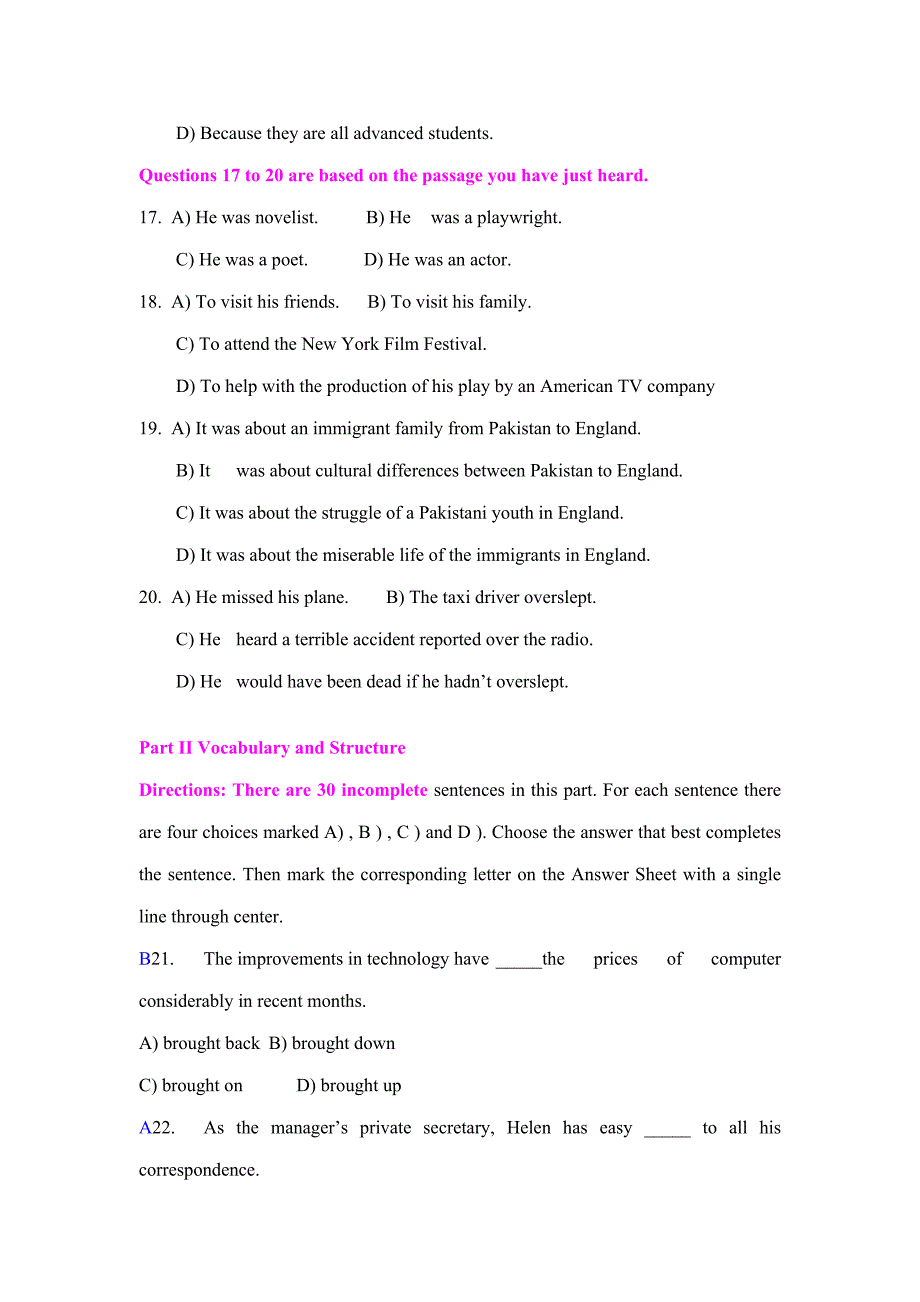 2022专升本英语试题及答案最新.doc_第3页