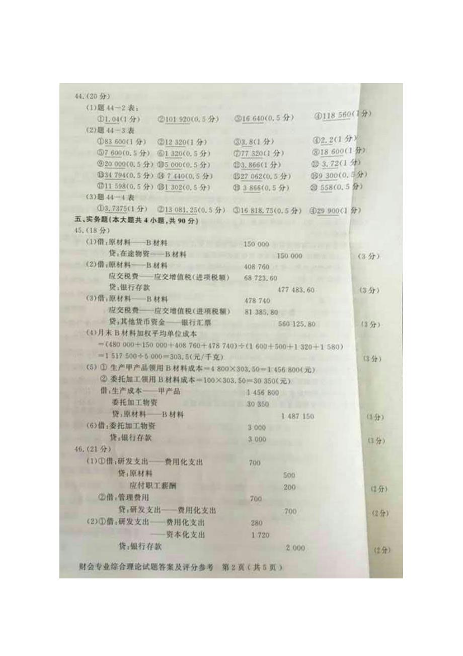 2022江苏省普通高校对口单招文化统考财会专业综合理论试卷答案.doc_第3页