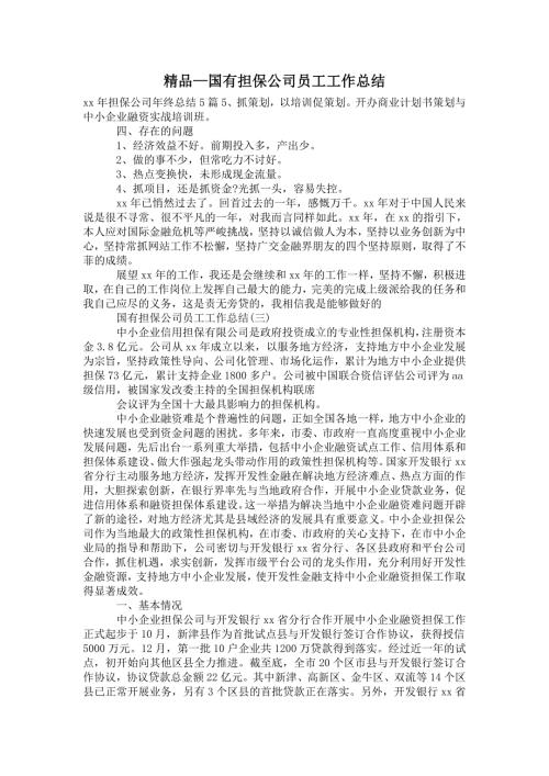 2021年国有担保公司员工工作总结.doc