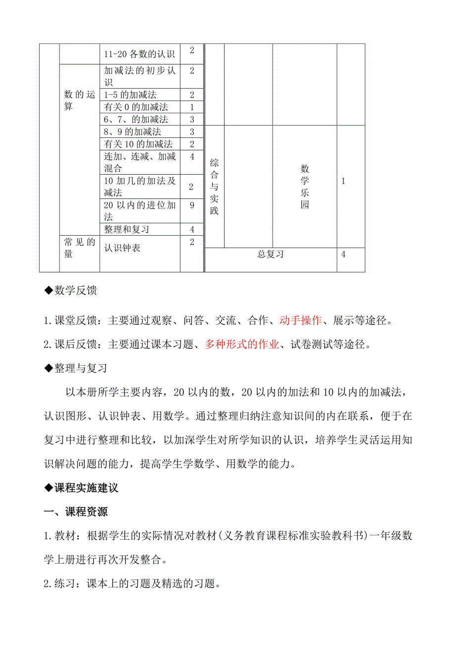 一年级上册数学课程纲要.doc_第3页