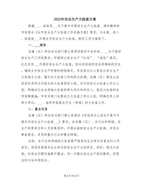 2022年安全生产大检查方案.doc