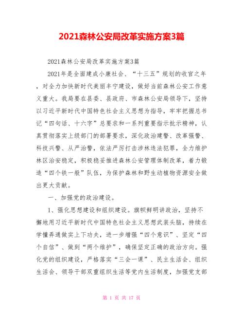 2021森林公安局改革实施方案3篇.doc