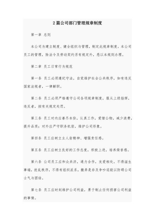 2篇公司部门管理规章制度.docx