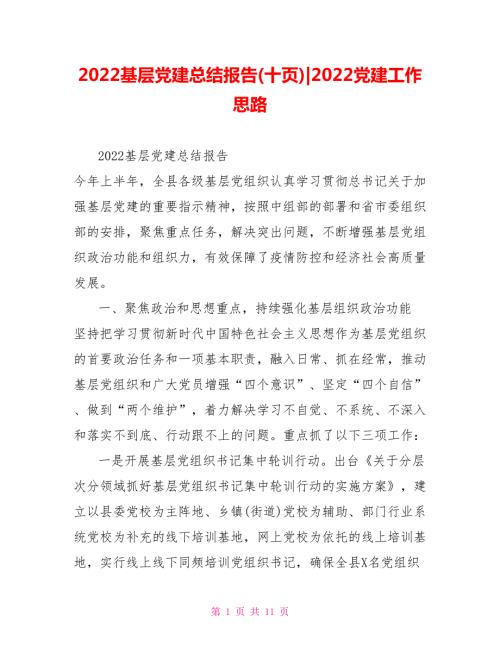 2022基层党建总结报告十页2022党建工作思路.doc