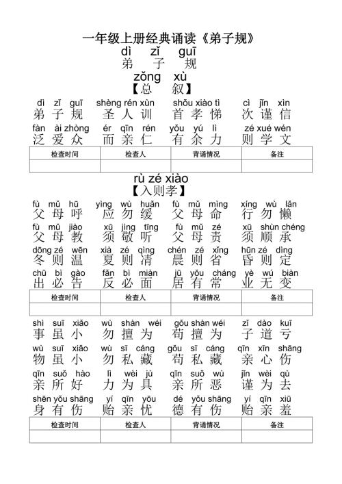 一年级弟子规全文带拼音一年级的弟子规全文.doc