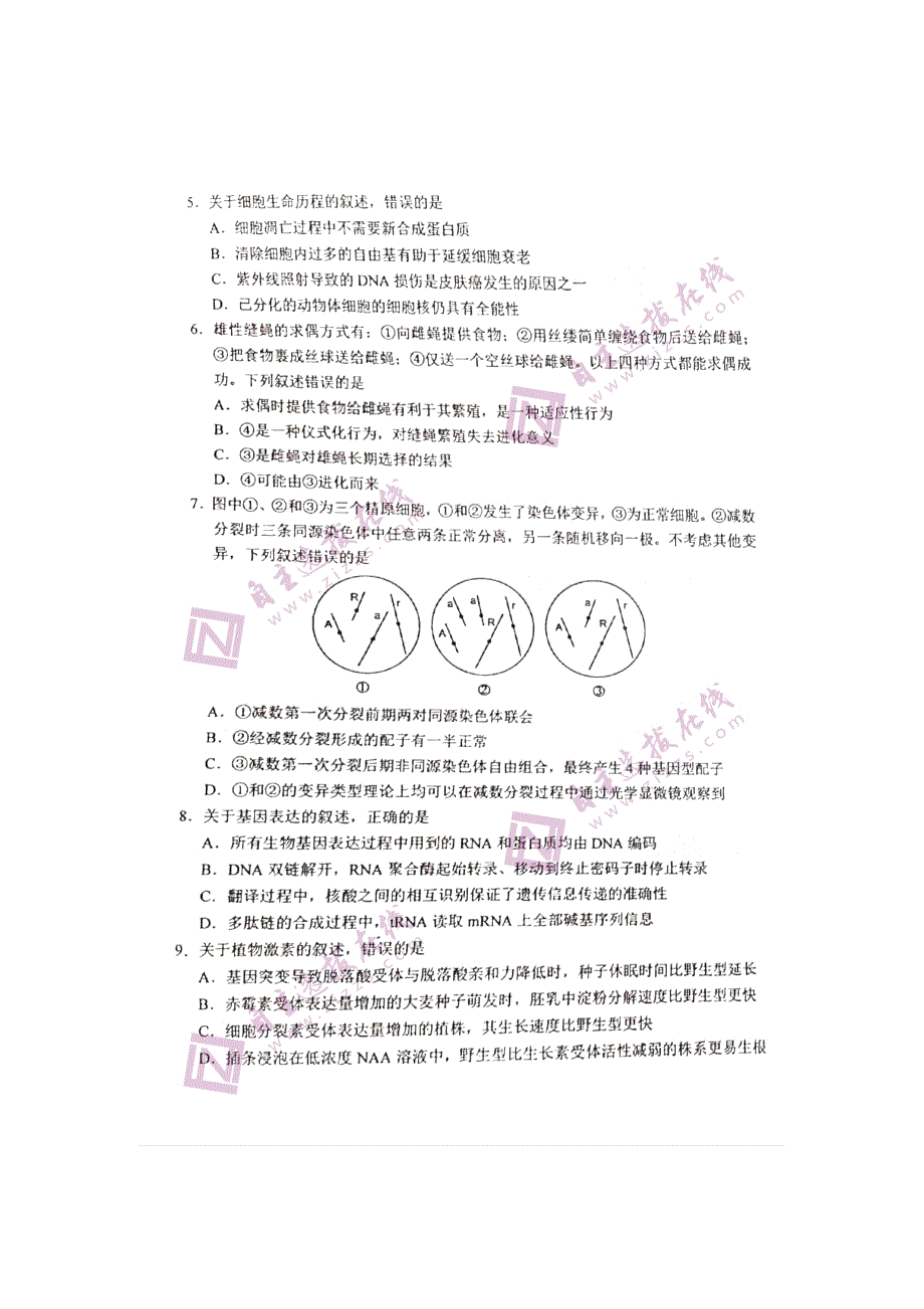 2021年河北高考生物试题含答案.docx_第2页