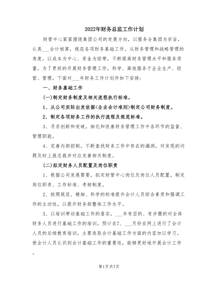 2022年财务总监工作计划.doc_第1页