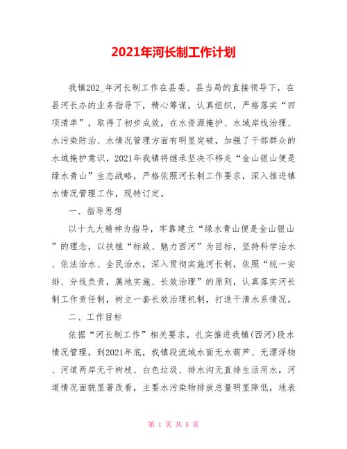 2021年河长制工作计划.doc