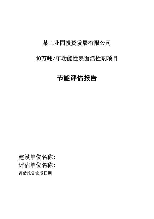 40万吨化工项目节能评估报告工业项目最新能评.doc