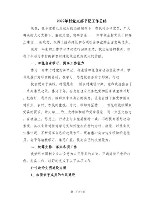 2022年村党支部书记工作总结.doc