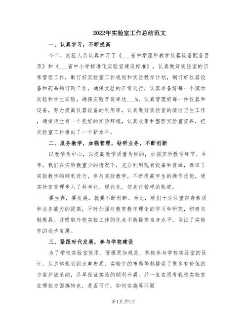 2022年实验室工作总结范文.doc