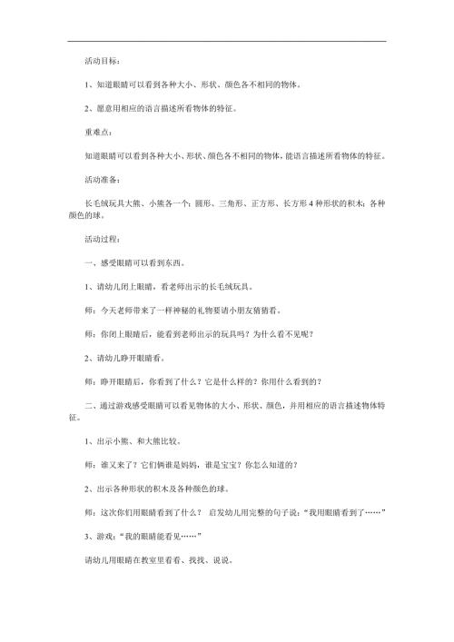 小班科学《亮眼睛》PPT课件教案参考教案.docx