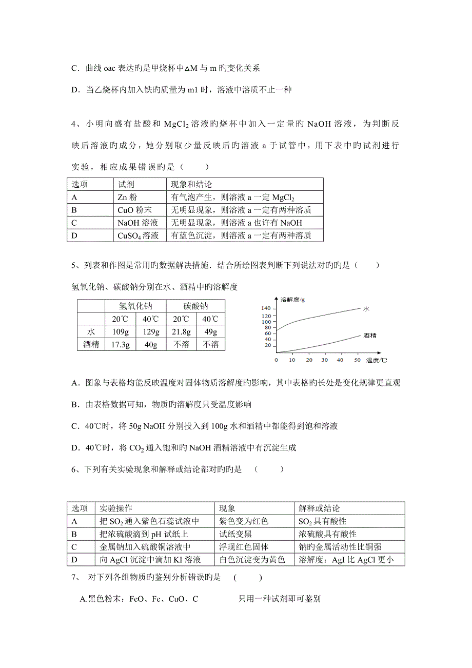 2022黄冈中学自主招生化学模拟试题D卷及答案.docx_第2页