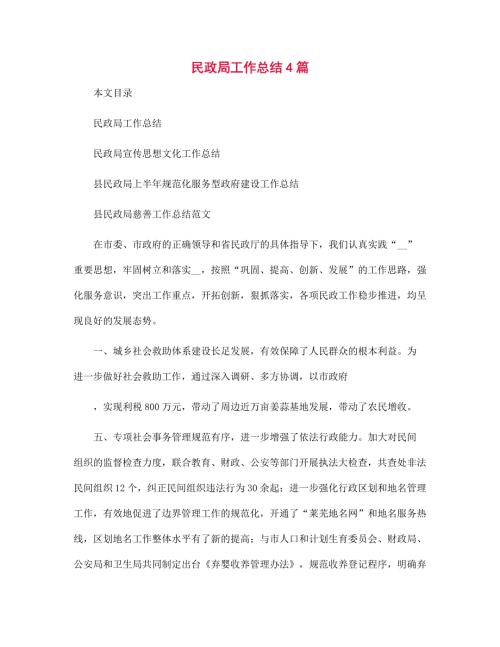 2022年民政局工作总结4篇范文.docx