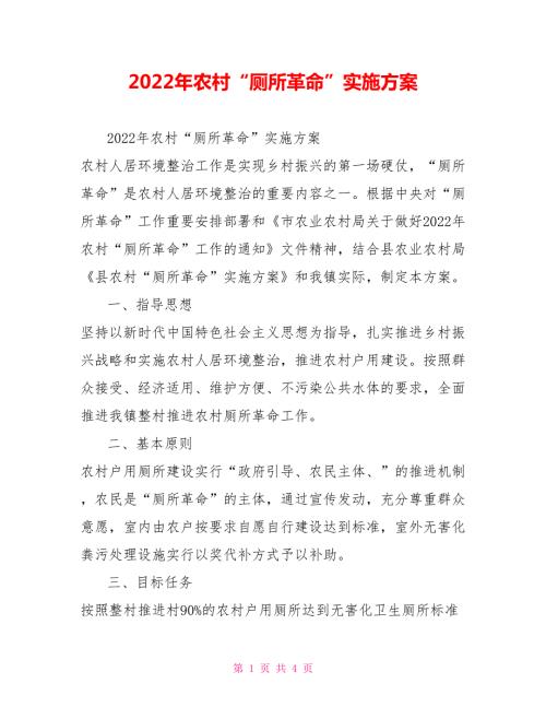 2022年农村厕所革命实施方案.doc