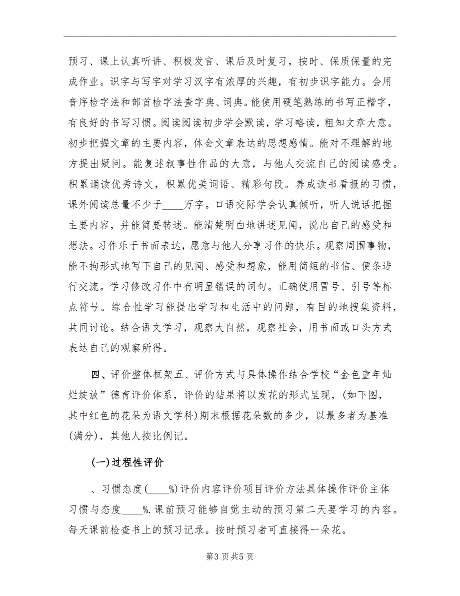 2022小学四年级语文学科学业质量评价方案.doc_第3页
