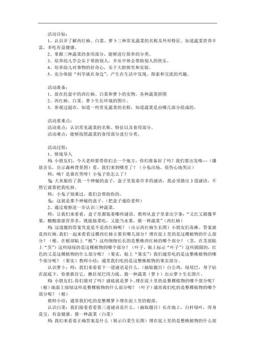 幼儿园科学认知活动《各种各样的蔬菜》PPT课件教案参考教案.docx