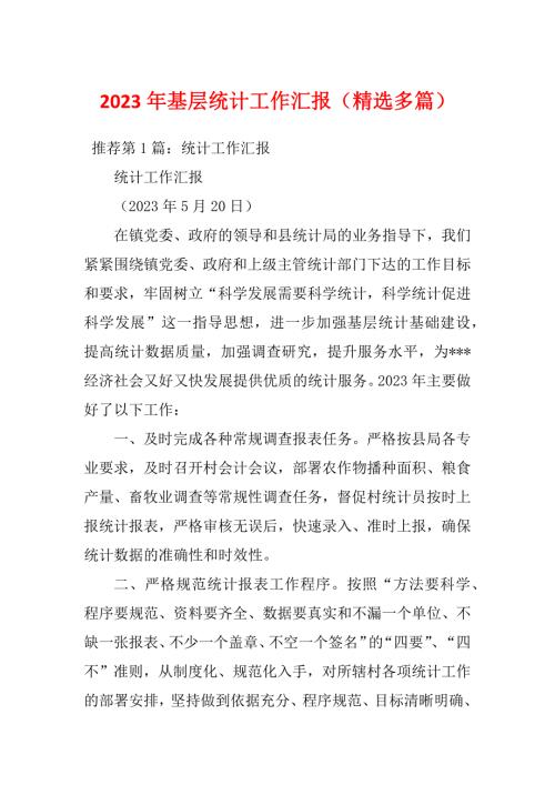 2023年基层统计工作汇报精选多篇.docx