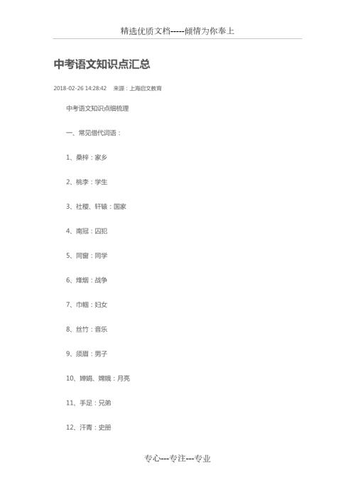 上海市初中语文重要知识点共19页.docx
