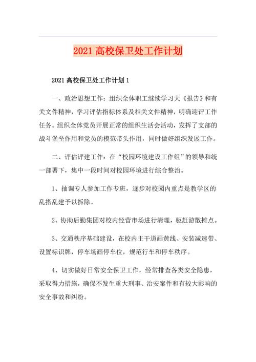 2021高校保卫处工作计划.doc