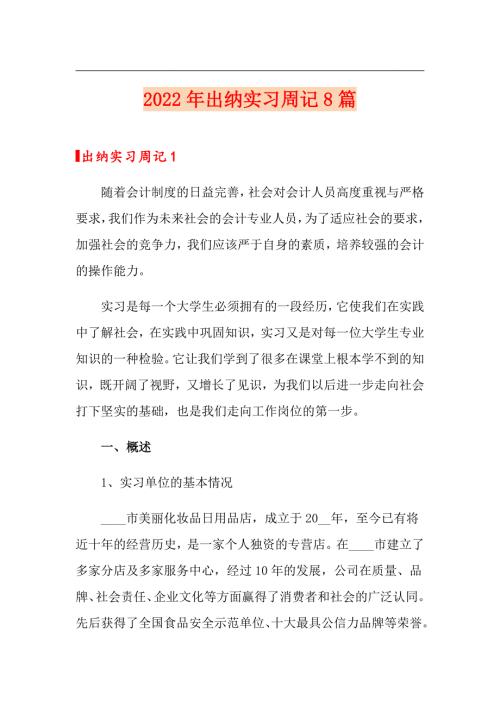 2022年出纳实习周记8篇.doc