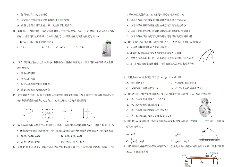 2022天津市普通高中学业水平考试物理试卷含答案.doc_第2页
