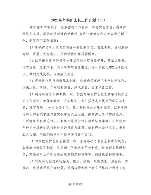 2021年外科护士长工作计划二.doc
