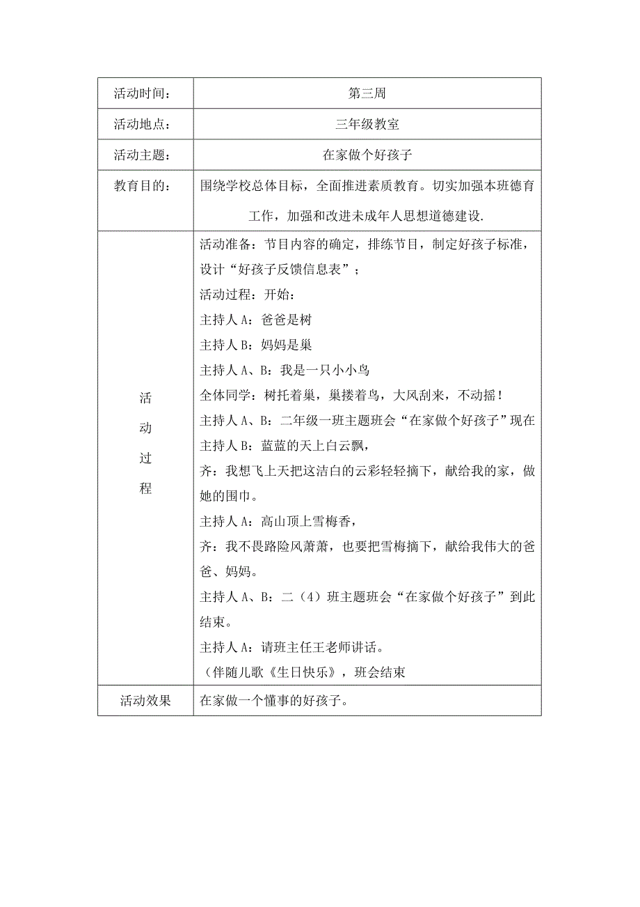 三年级德育活动主题班会记录.doc_第2页