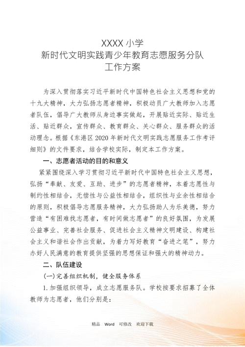 2022年新时代文明实践青少年教育志愿服务队工作方案.doc
