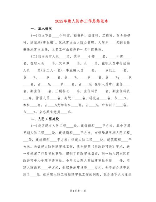 2022年度人防办工作总结范本2篇.doc
