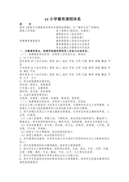 xx小学德育课程体系.doc