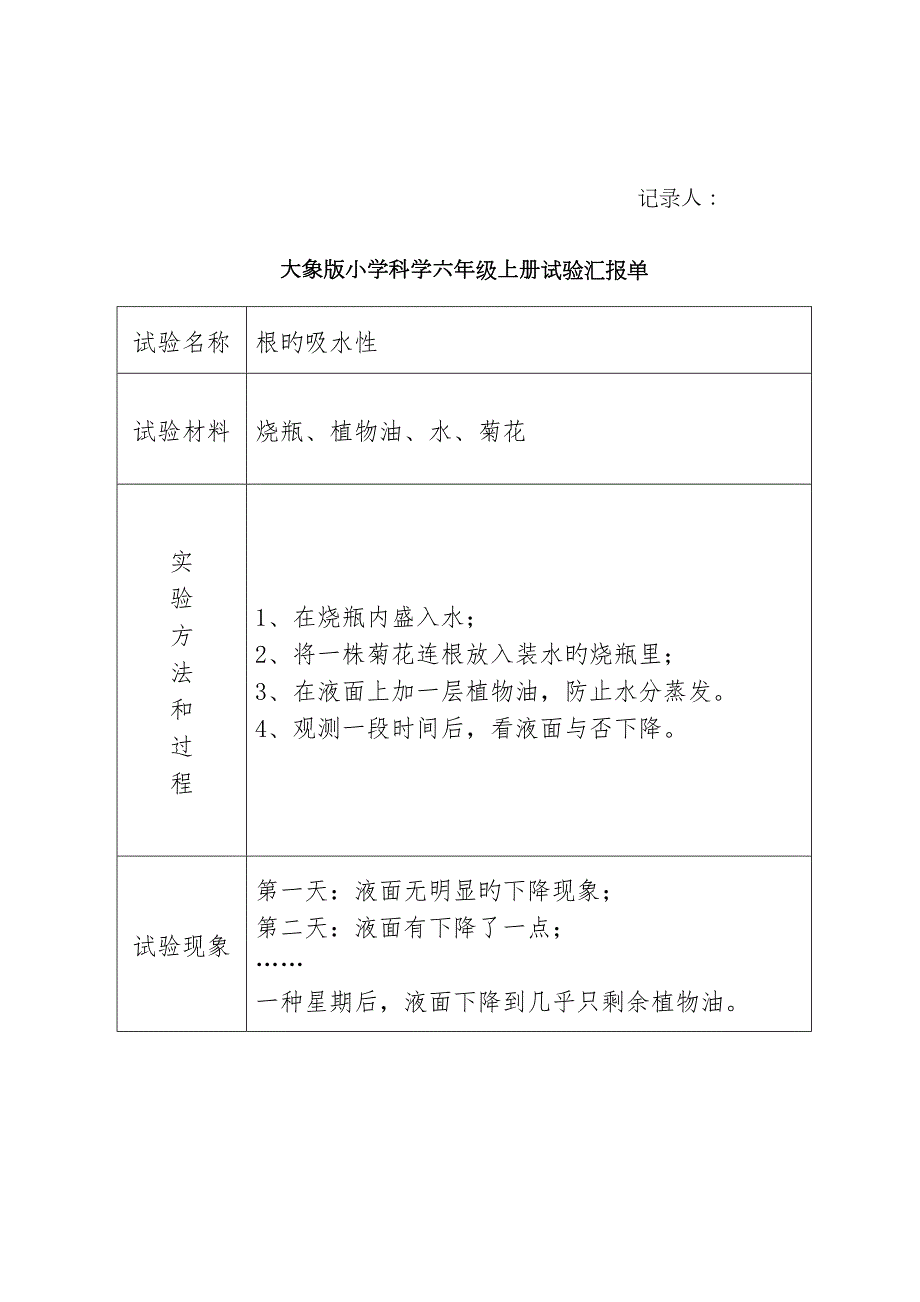 2023年大象版小学科学六年级上册实验报告单.doc_第2页