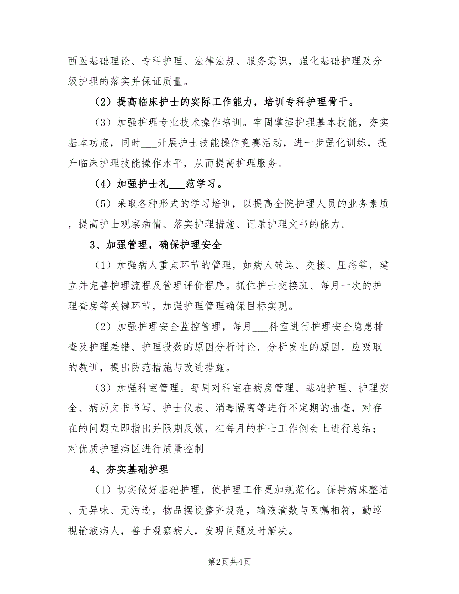 2022年优质护理工作计划.doc_第2页
