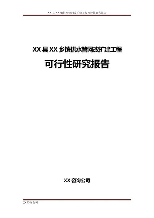 XX县XX乡镇供水管网改扩建工程可行性研究报告.doc
