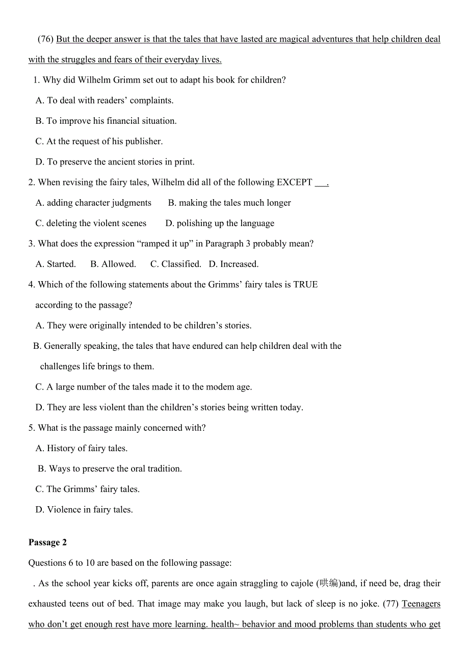 2022年度北京地区成人本科学士学位英语考试真题预测及答案.doc_第2页