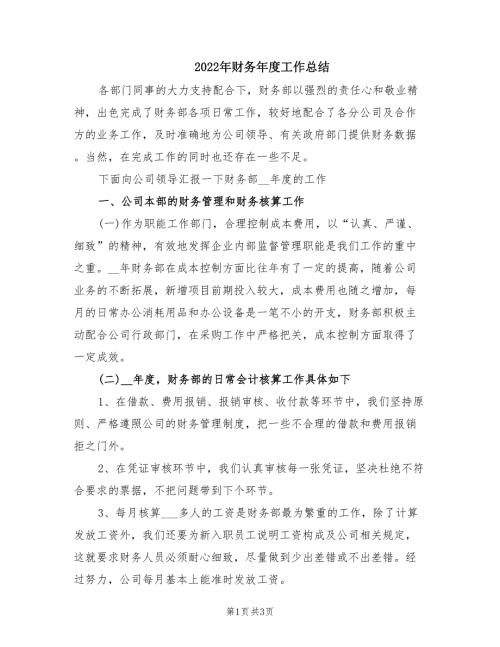 2022年财务年度工作总结.doc